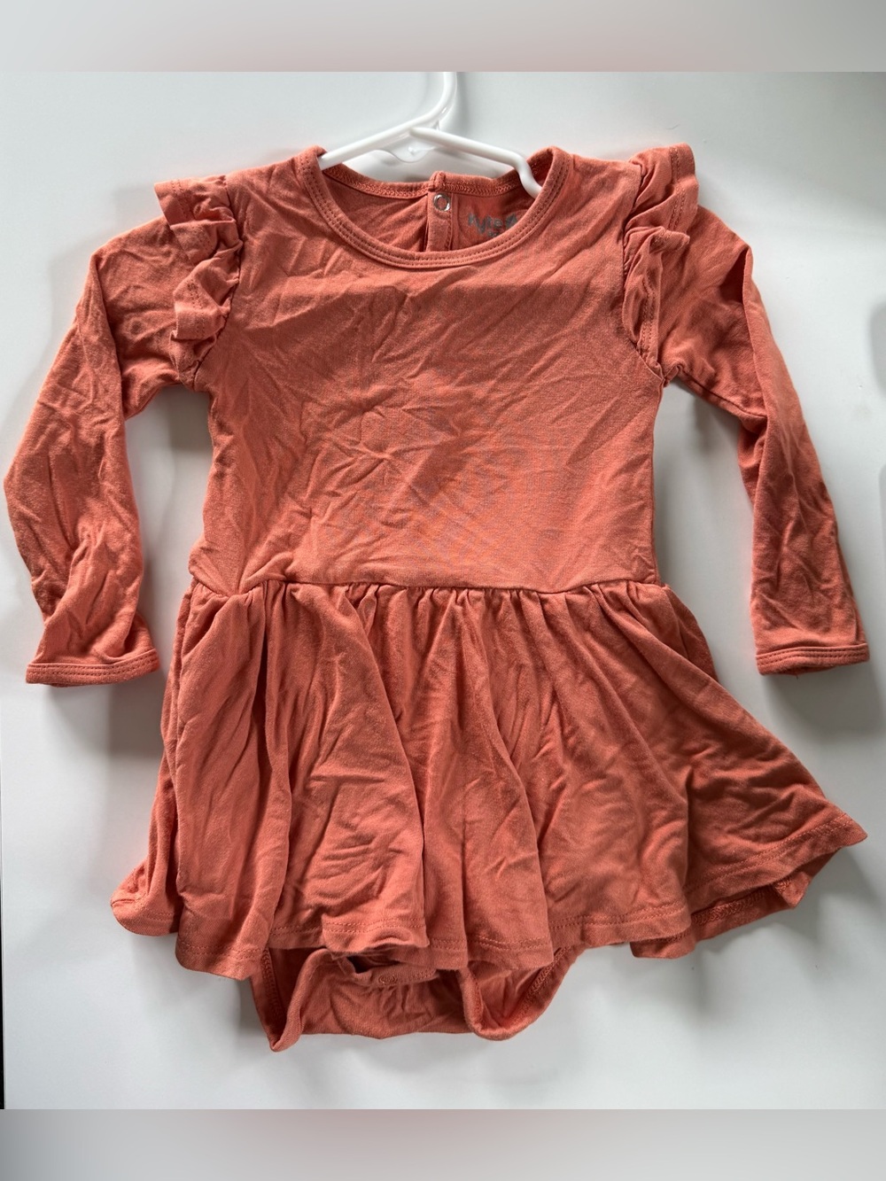 Kyte BABY Coral Long-Sleeve Ruffled Skirted Bodysuit